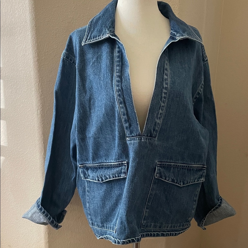 J. Crew Blue Denim pullover Jacket Top.